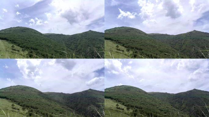 山顶草原绿树天空延时摄影8K可用