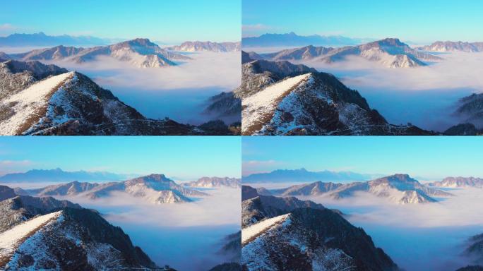 航拍牛背山云海云雾雪山贡嘎雪山