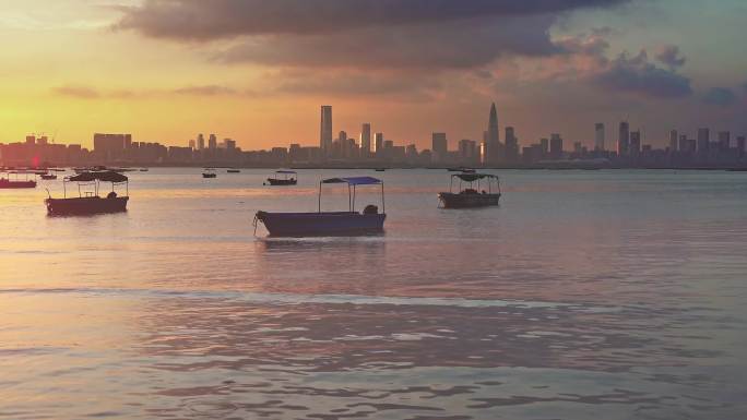 【4k原创】香港拍深圳深圳湾城市深圳日落