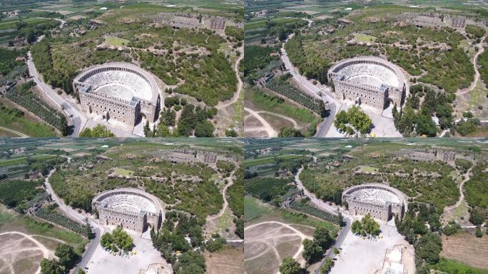 阿斯彭多斯古罗马剧院鸟瞰图。