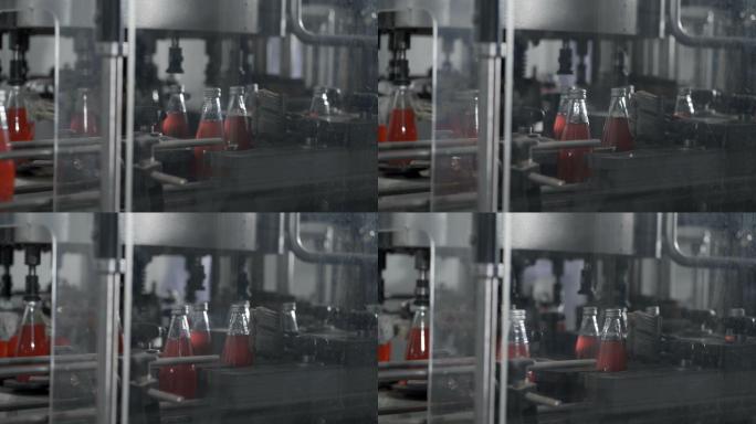 装瓶厂红色瓶罐自动化果子生产车间流水线