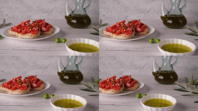 意大利布氏干酪配橄榄油和葡萄酒