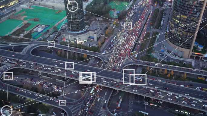 汽车传感系统概念智慧城市鹰眼识别道路监控