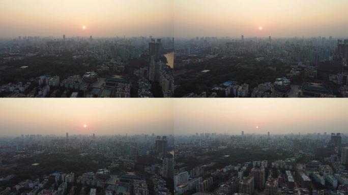 雾霾中的城市，大气污染