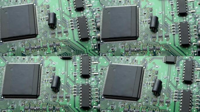 电子电路板上的处理器、芯片和电容器