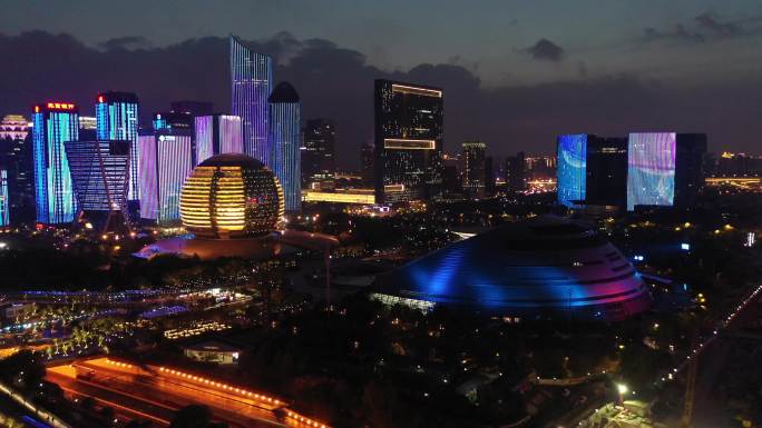 杭州钱江新城超清晰夜景