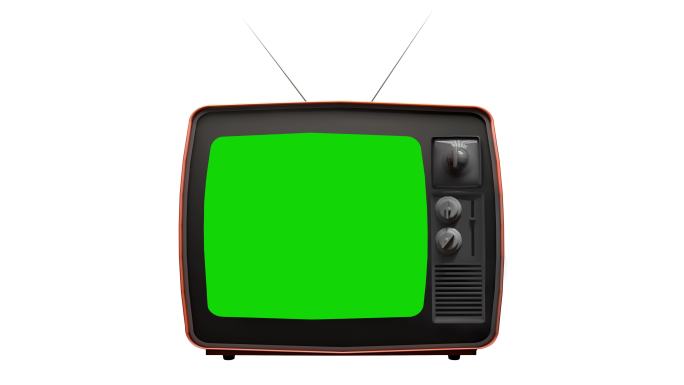绿色屏幕的老式电视机。