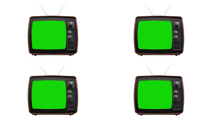 绿色屏幕的老式电视机。