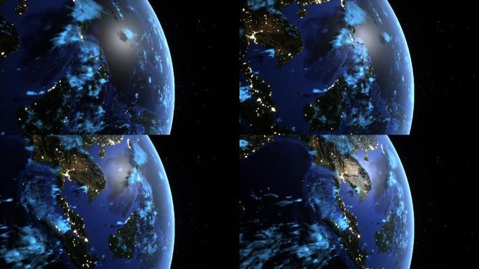 3D渲染抽象宇宙太空星球体地球大陆海洋