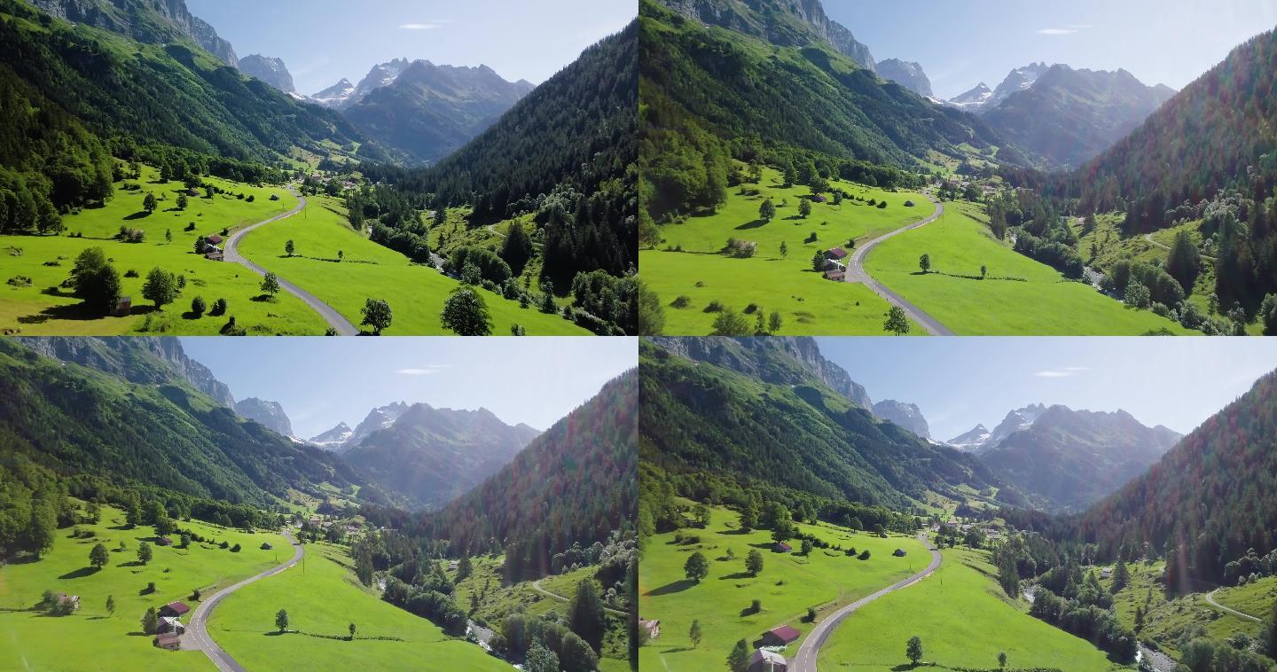 瑞士苏斯腾瑞士山口鸟瞰图