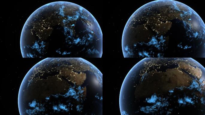3D渲染抽象宇宙太空星球体地球大陆海洋
