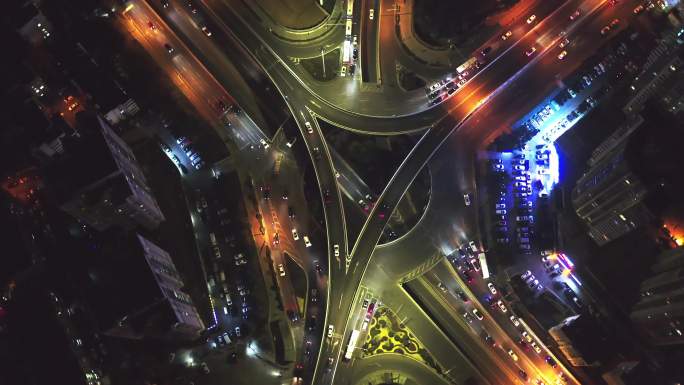 城市立交桥夜景航拍4K视频