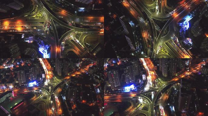 城市立交桥夜景航拍4K视频
