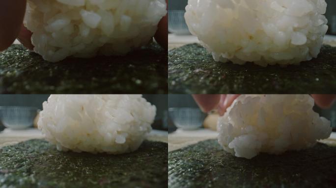 日本厨师在制作寿司卷