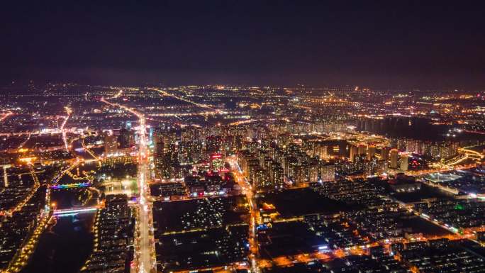 4K-航拍延时即墨城市夜景