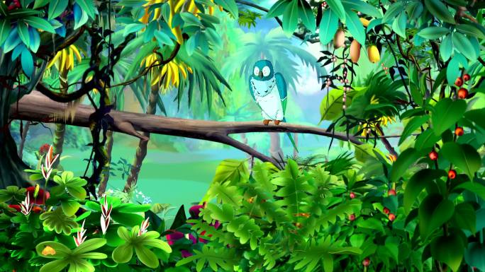 丛林中的蓝鹦鹉动画