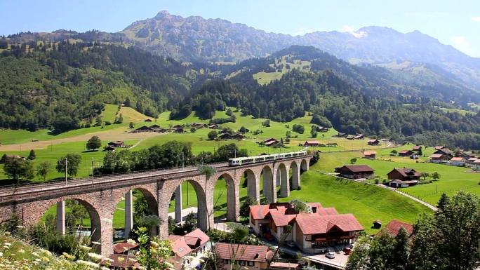 瑞士高架铁路瑞士风光瑞士风景欧洲小镇