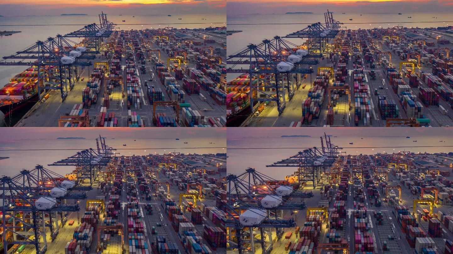 工业港口航拍仓储物流中心国际贸易