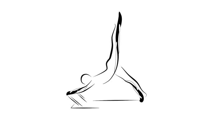 普拉提姿势动画卡通二维MG黑白线条