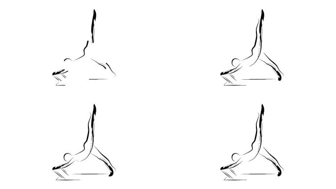 普拉提姿势动画卡通二维MG黑白线条