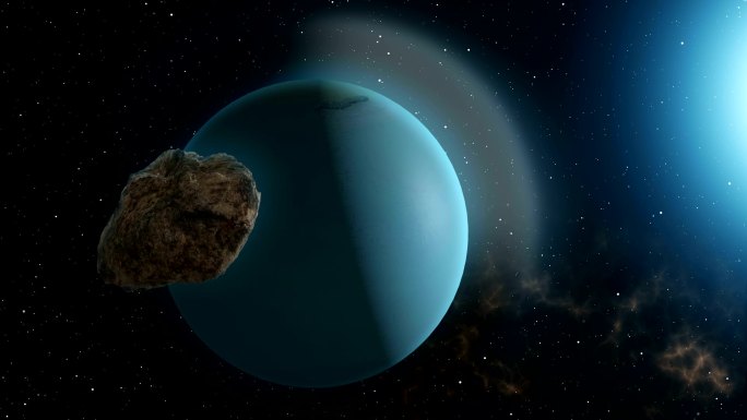 流星飞向天王星三维3d陨石撞击三体动画