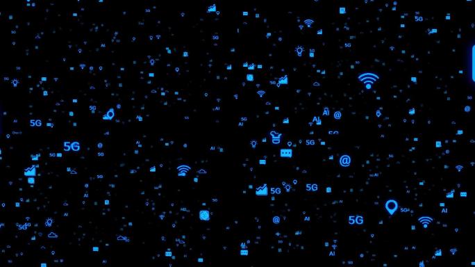 4k高清5g粒子蓝色科技背景