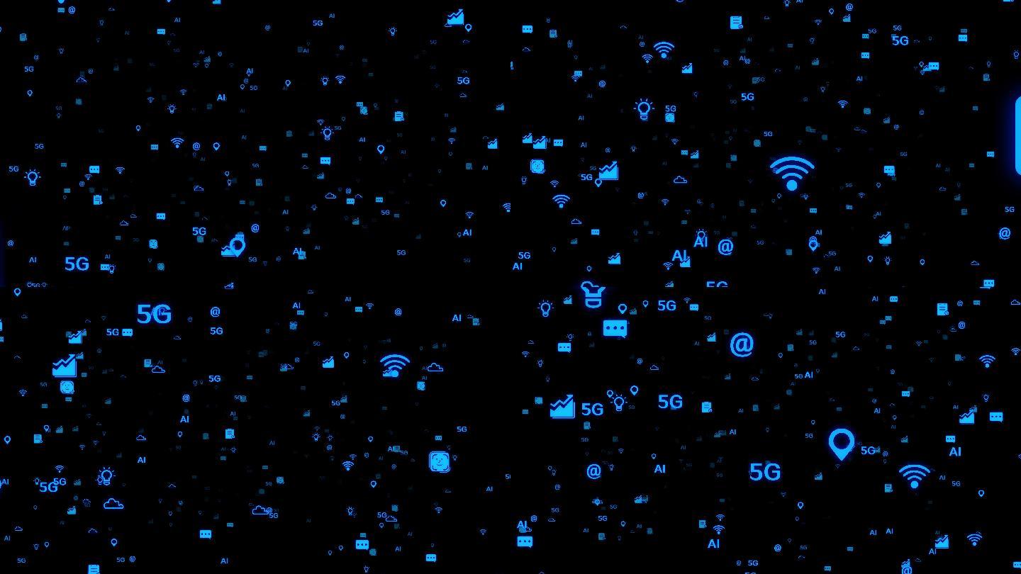 4k高清5g粒子蓝色科技背景
