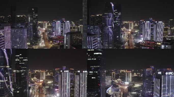 杭州临平傍晚航拍4k夜景