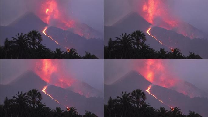火山爆发高峰大火火灾森林
