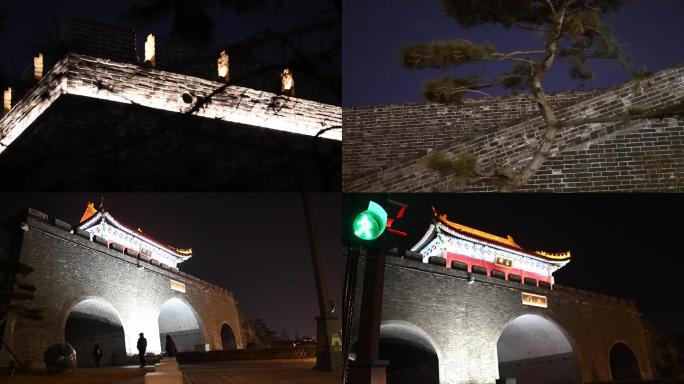 中国开封新门古城墙夜景灯光秀