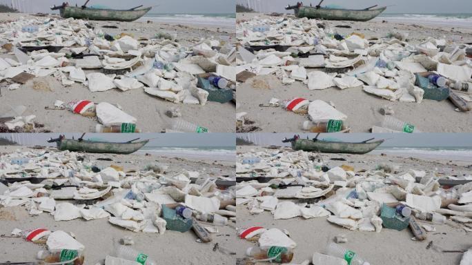 海滩泡沫垃圾
