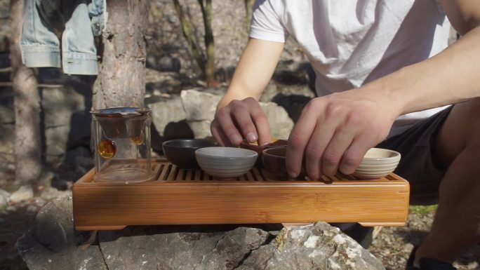 茶具的安装竹质茶台茶艺泡茶工夫茶