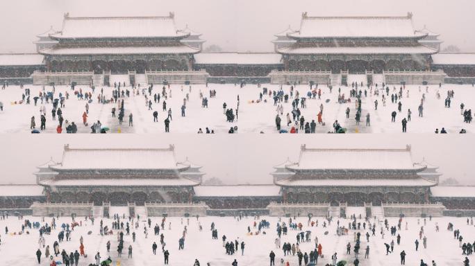 大雪中的故宫