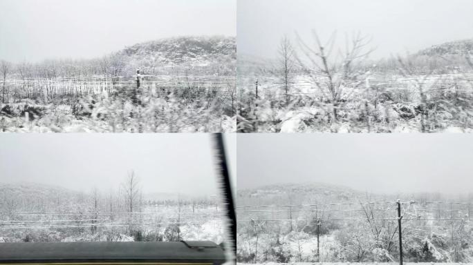 大雪列车窗外唯美风景雪国列车