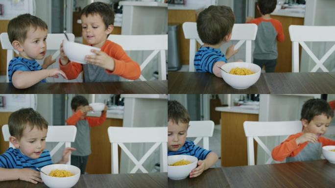 准备吃饭的小男孩视频素材