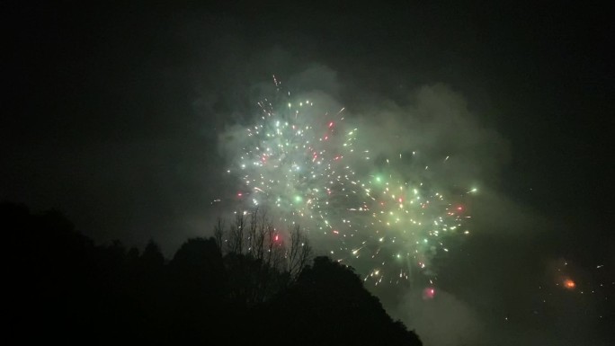 夜晚烟花实拍素材