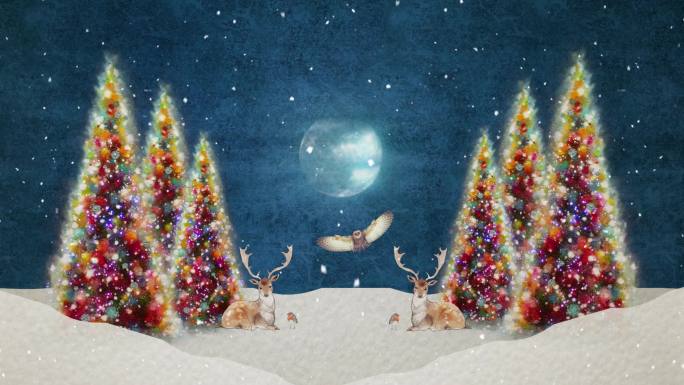 冬季风景的动画圣诞节背景五彩缤纷平安夜