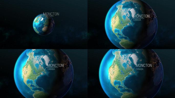 加拿大-蒙克顿-从太空到地球的变焦