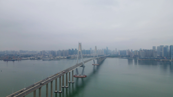 湛江海湾大桥，奥体中心航拍4K
