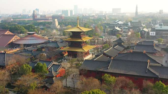 上海广富林遗址古建筑最全航拍视角城市风光
