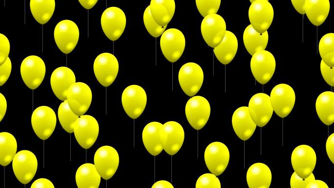 派对黄色气球与alpha无缝循环