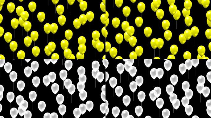 派对黄色气球与alpha无缝循环