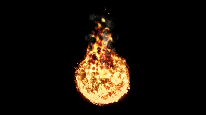 黑底烟火球火球动画特效抠像透明通道火焰燃