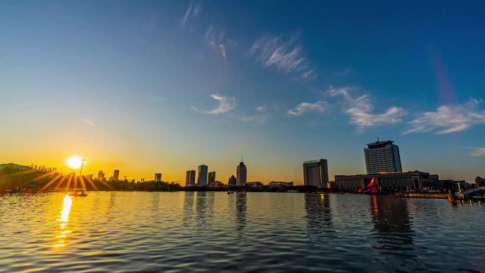 德州 城市美景 延时 夕阳