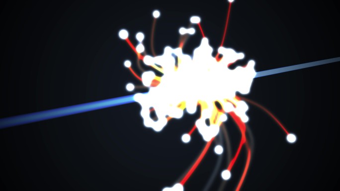 强子对撞机中粒子碰撞的动画。