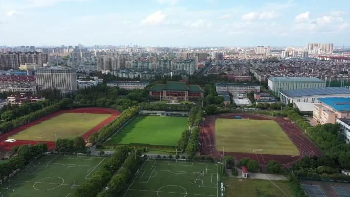 上海杨浦区航拍 体育学院全景4K原始素材