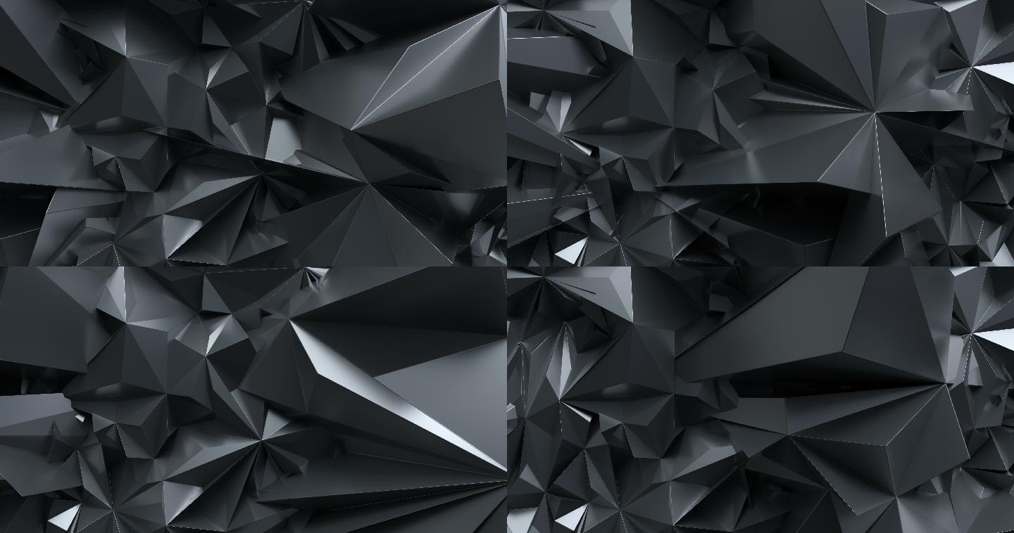 抽象黑色低聚石墨晶体背景。