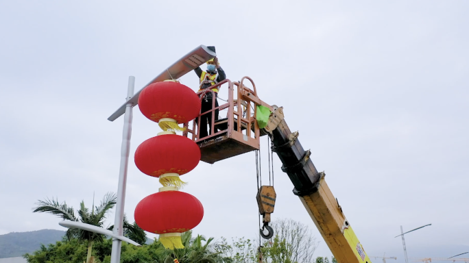 城市街道的红灯笼深圳大鹏