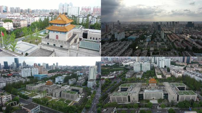 杨浦区图书馆 4K全景航拍原始素材