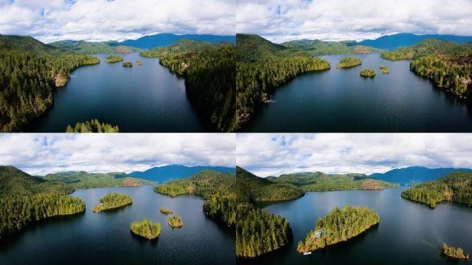 森林中的湖生态环境可持续发展航拍全景